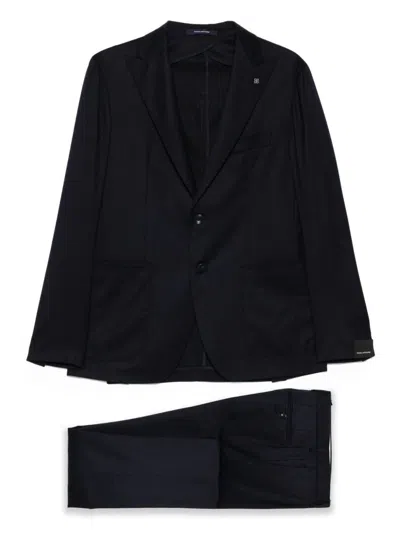 Tagliatore Lapel-detail Single-breasted Suit In Black