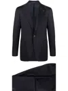Tagliatore Brooch-detail Single-breasted Suit In Blue