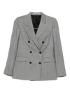 Tagliatore Double-breasted Checked Wool Blazer In Gray