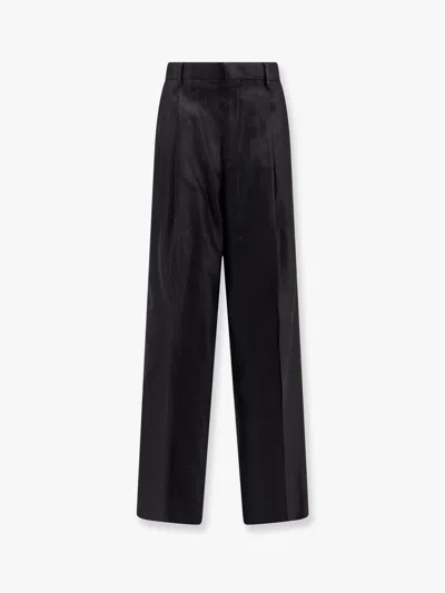 Tagliatore Ebony Pinstripe Viscose And Linen Trouser