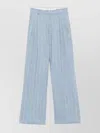 Tagliatore Wide-leg Linen Trousers With Subtle Pinstripe