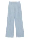 Tagliatore Wide-leg Linen Trousers With Subtle Pinstripe In Blue
