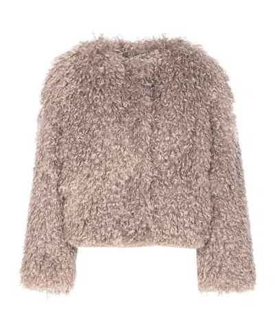 Tagliatore Eco-shearling Jacket In Brown