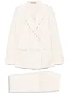 Tagliatore Ecru Double-breasted Suit With Flap Pockets And Central Vent In White