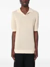 Tagliatore Ivory Perforated Cotton Polo Shirt Men In Neutrals