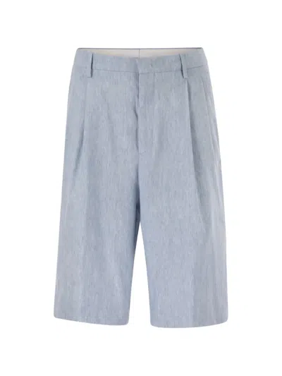 Tagliatore Effie Pleated Bermuda Shorts In Blue