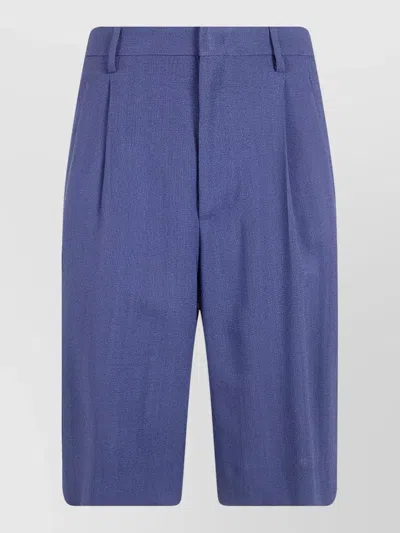 Tagliatore Effie Woman Bermuda Pants Pleated Pockets In Blue