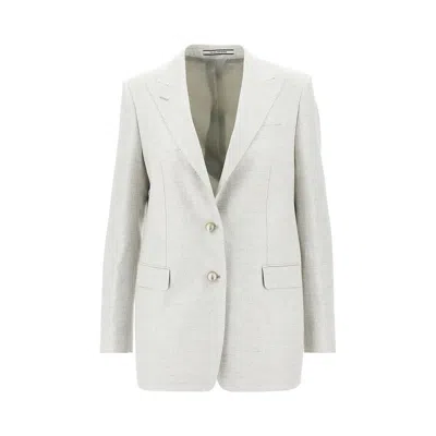 Tagliatore Élange Twill 'bertha' Single-breasted Jacket In Gray