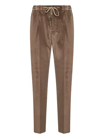 Tagliatore Elasticated Drawstring-waist Trousers In Brown
