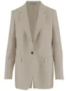 Tagliatore Elegant Linen-wool Blend Jacket With Herringbone Pattern In Neutral