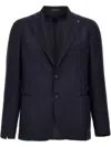 Tagliatore Lapel Blazer With Buttoned Cuffs And Pockets In Navy