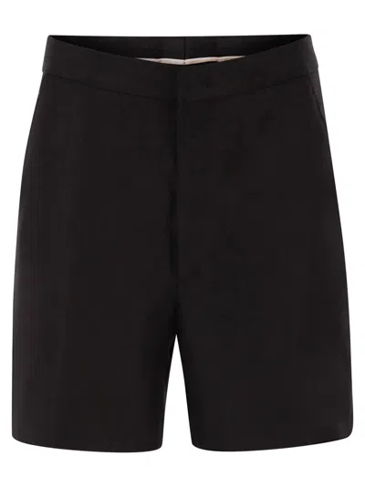 Tagliatore Elle Tailored Linen Bermuda Shorts In Black