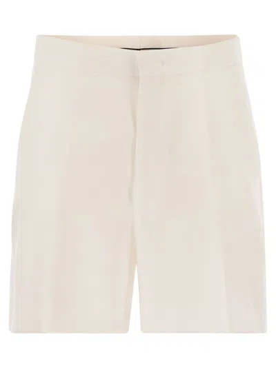 Tagliatore Elle Tailored Linen Bermuda Shorts In White