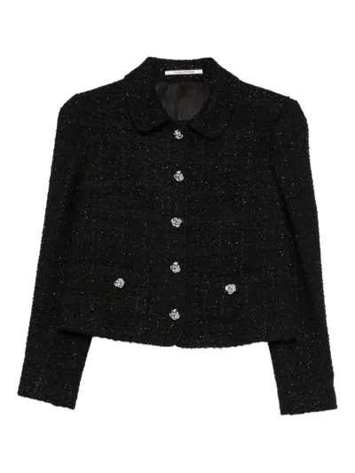 Tagliatore Embellished-button Tweed Jacket In Black