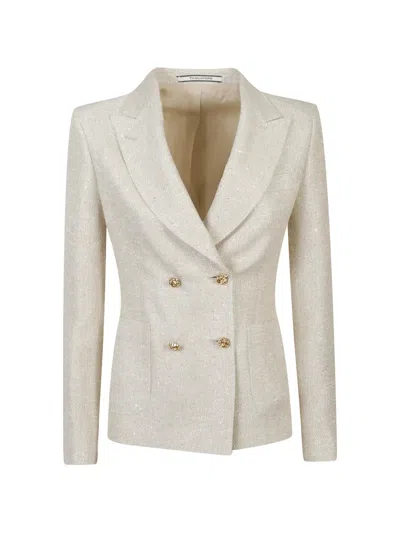 Tagliatore Embellished Double-breasted Blazer In Gray