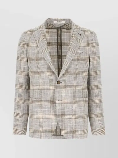 TAGLIATORE EMBROIDERED LAPEL WOOL BLEND JACKET