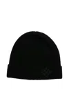Tagliatore Embroidered Ribbed Beanie In Black