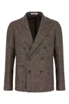 Tagliatore Embroidered Wool Blend Blazer In Brown