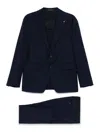 Tagliatore Blue Suit In Linen And Virgin Wool With Single-breasted Jacket And Trousers In Blue