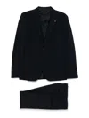 Tagliatore Blue Tailored Suit With Satin Lapel And Shoulders In Blue