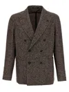 Tagliatore Textured Brown Double-breasted Wool Blend Blazer