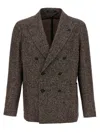 Tagliatore Textured Brown Double-breasted Wool Blend Blazer In Brown