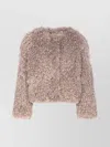 Tagliatore Cropped Textured Coat With Fluffy Faux Fur Exterior In Brown