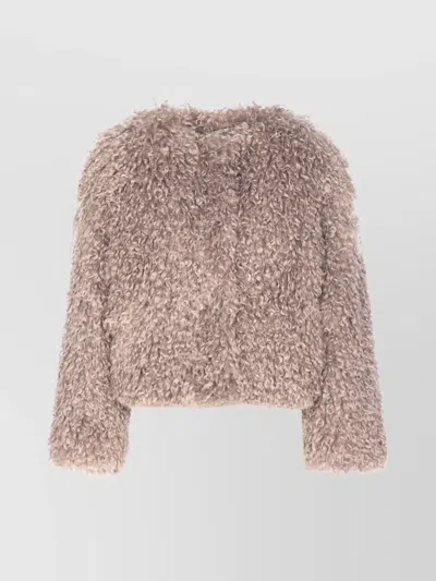 TAGLIATORE FAUX FUR COLLAR CREWNECK JACKET WITH POCKETS