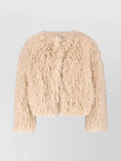 Tagliatore Faux Fur Texture Jacket In Brown