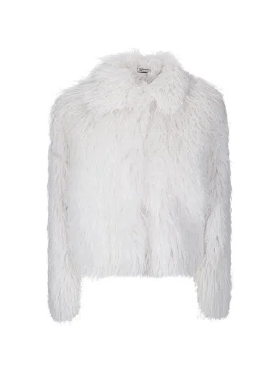 Tagliatore Faux-fur Collar Jacket In White