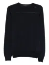 Tagliatore Fitted Crew Neck Long Sleeve Pullover In Black