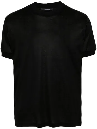 Tagliatore Fine-knit Mako Cotton T-shirt In Black