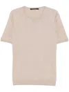 Tagliatore Fine-knit T-shirt In Neutrals