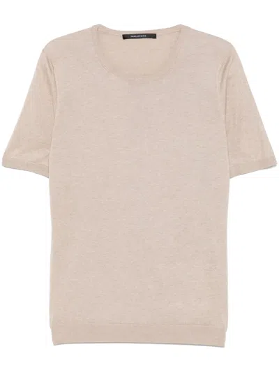 Tagliatore Fine-knit T-shirt In Neutrals