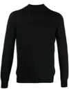 Tagliatore Black Sweater With Ribbed Design In Wool Man In Black