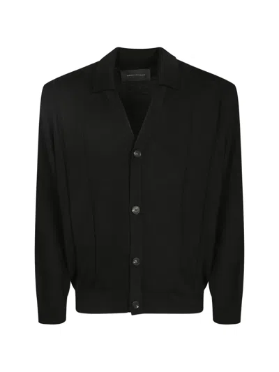 Tagliatore Fine-knit Button-up Cardigan In Black