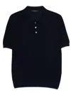 Tagliatore Classic Fit Black Cotton Polo Shirt In Blue
