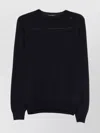 Tagliatore Fitted Crew Neck Long Sleeve Pullover In Blue