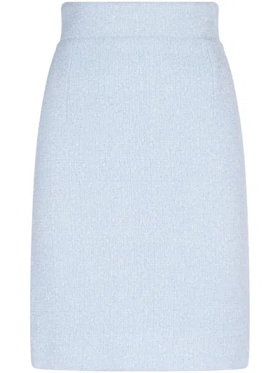 Tagliatore Fitted High-waisted Skirt With Subtle Texture In Blue