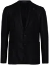 Tagliatore Tailored Blue Wool Blazer With Notched Lapel