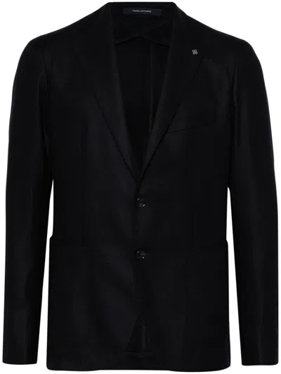 Tagliatore Tailored Blue Wool Blazer With Notched Lapel