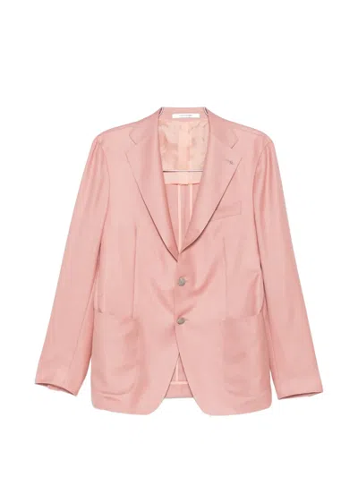 Tagliatore Flap Pocket Wool Blazer In Pink