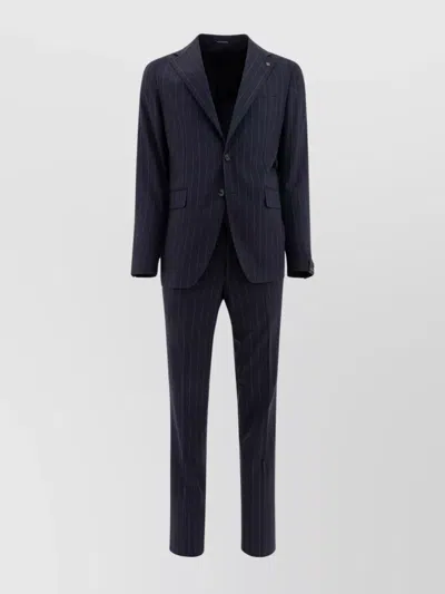 Tagliatore Flap Pockets Notch Lapel Pinstripe Pattern