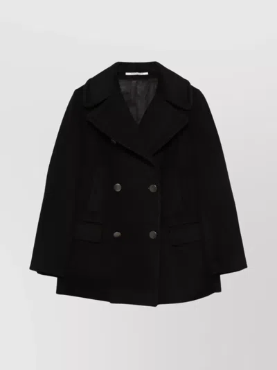 Tagliatore Flap Pockets Wool Double-breasted Coat In Black