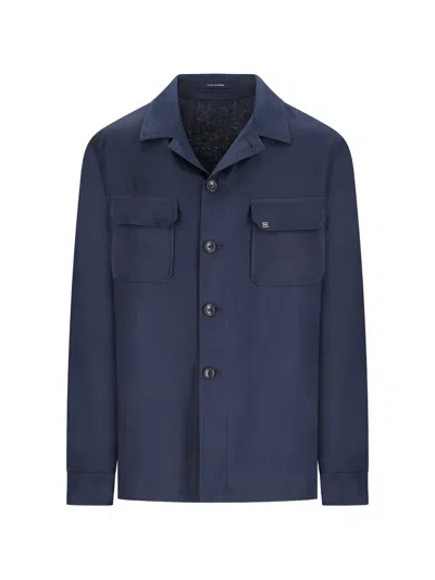 Tagliatore Flap-pocket Button-up Shirt Jacket In Blue