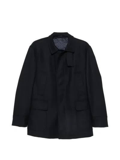 Tagliatore Flap-pocket Coat In Black