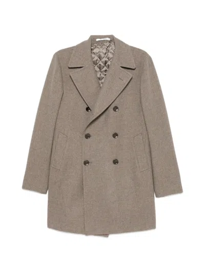 TAGLIATORE FLAP-POCKET DOUBLE-BREASTED COAT