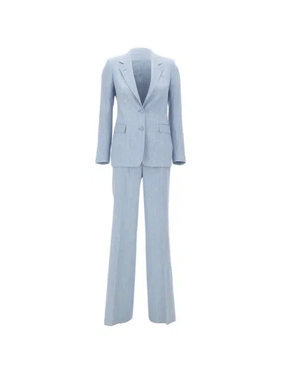 Tagliatore Flap-pocket Wide-leg Trousers Suit In Blue