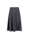 Tagliatore Flared Grey Skirt With Textured Fabric And Sequined Detail In Gray