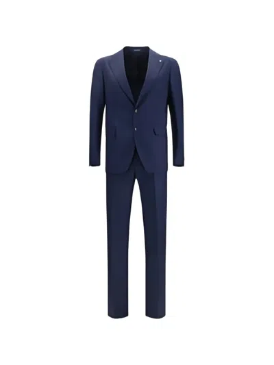 Tagliatore Long-sleeved Blazer And Trousers Set In Blue